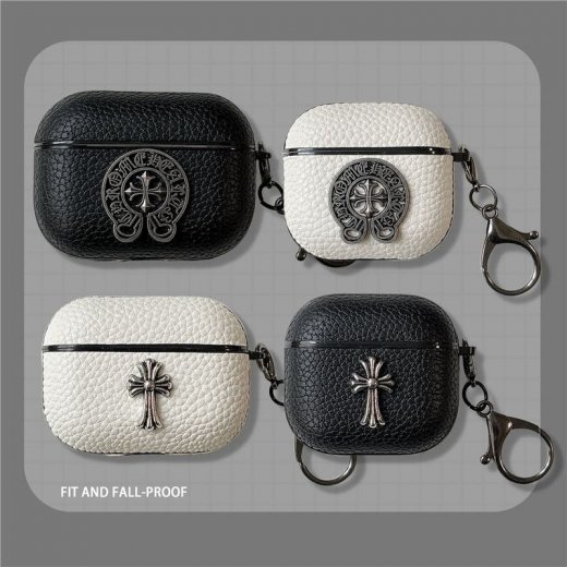人気 Chrome Hearts / クロムハーツ 皮質 AirPods 1/2/3/4 世代 ケース 芸能人愛用 AirPods Pro/Pro 2 ブランド 男女兼用[#ls2026023]